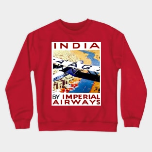 Imperial Airways Vintage Travel to India Print Crewneck Sweatshirt